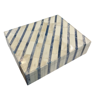 BLUE & BONE DIAGONAL INLAY BOX