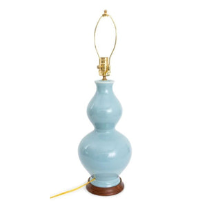 PAIR DOUBLE GOURD SPITZMILLER STYLE ROBINS EGG BLUE LAMPS