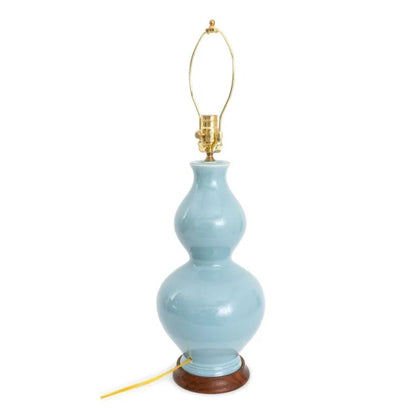 PAIR DOUBLE GOURD SPITZMILLER STYLE ROBINS EGG BLUE LAMPS