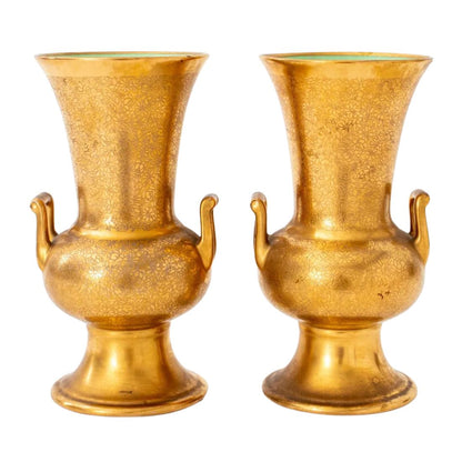 PAIR SMALL GOLD CAMPAGNA URNS