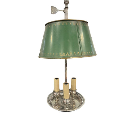 VINTAGE GREEN TOLE FRENCH BOUILLOTTE LAMP