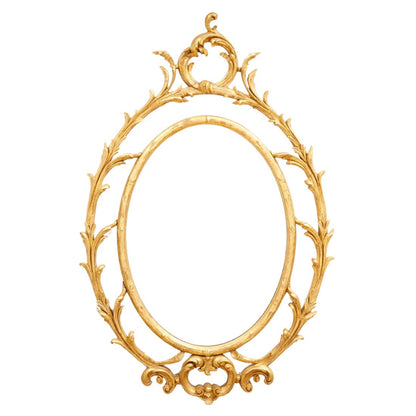 PAIR OF OVAL GILTWOOD MIRRORS WITH SCROLL MOTIF