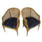 PAIR OF CANED TUB CHAIRS WITH BAMBOO DETAIL