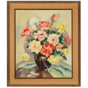 FLORAL STILL LIFE SIGNED & FRAMED OIL ON CANVAS