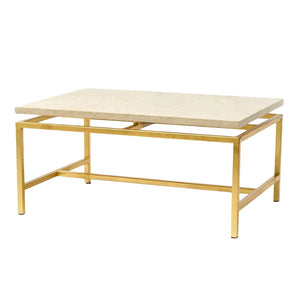 MODERN GILT METAL AND STONE COFFEE TABLE