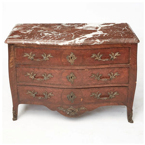 MARBLE TOP LOUIS XV STYLE KINGWOOD COMMODE