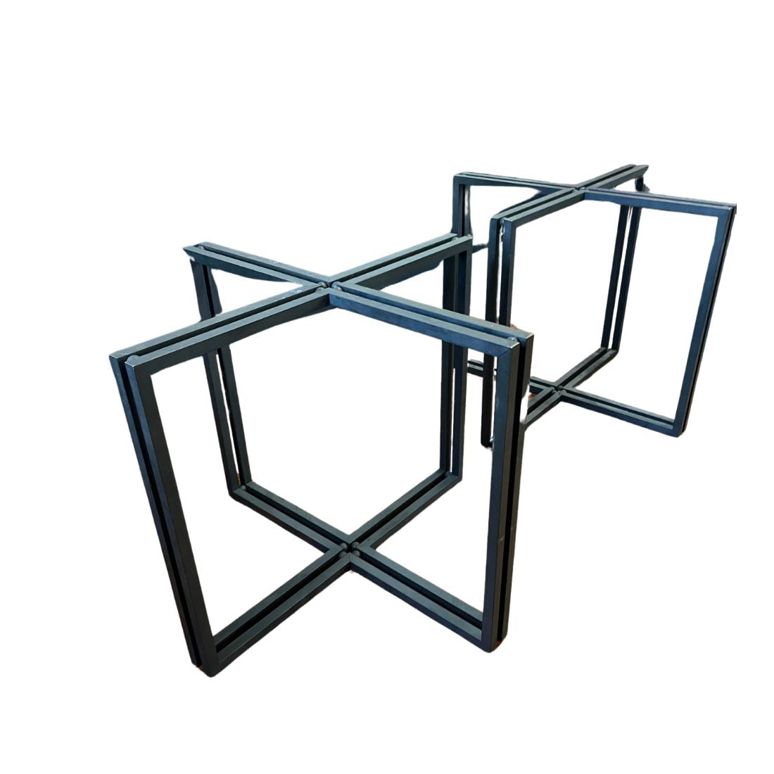 Tindle Raff Base PAIR OF GEOMETRIC BLACK METAL TABLE BASES