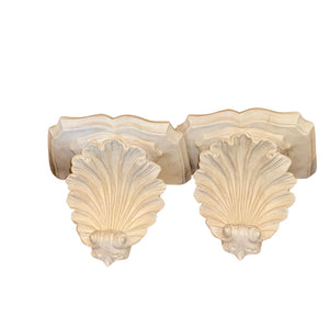 PAIR PLASTER SHELL MOTIF WALL BRACKETS