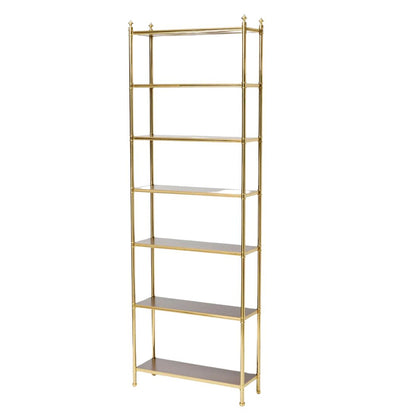 TALL SEVEN SHELF BRASS & MAHOGANY REGENCY STYLE ETAGERE