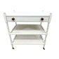 PAIR THREE TIER PAINTED WHITE CANED SIDE TABLES OR NIGHT STANDS