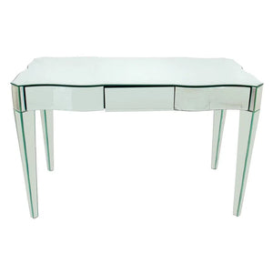 VINTAGE MIRRORED VANITY TABLE OR DESK WITH SCALLOPED EDGE