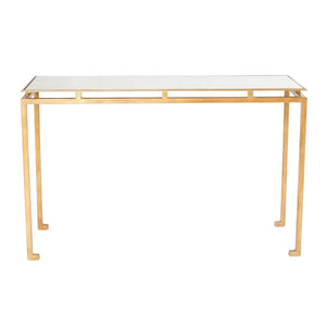 MIRROR TOP GILT METAL CONTEMPORARY CONSOLE TABLE