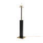 LEATHER AND BRASS TALL COLUMN TABLE LAMP