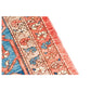 BLUE, CREAM AND CORAL HAND KNOTTED WOOL RUG