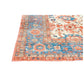 BLUE, CREAM AND CORAL HAND KNOTTED WOOL RUG