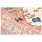BLUE, CREAM AND CORAL HAND KNOTTED WOOL RUG