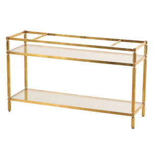 MID CENTURY BRASS AND GLASS BAR OR CONSOLE TABLE