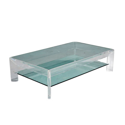 LUCITE AND GLASS COFFEE TABLE IN MANNER OF CHARLES HOLLIS JONES
