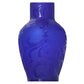 PAIR OF ETCHED BLUE GLASS VASES