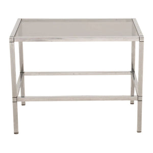TWO TIER CHROME AND GLASS SIDE TABLE