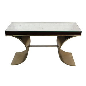 BERNHARDT MODERNIST BRASS CONSOLE WITH MORRORED TOP