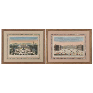 PAIR OF FRAMED EUROPEAN PALACE COURTS