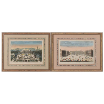 PAIR OF FRAMED EUROPEAN PALACE COURTS