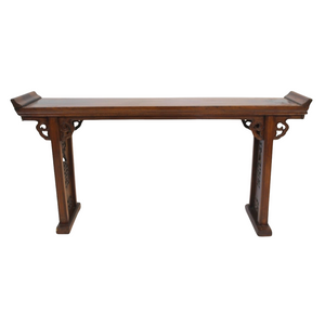 CHINESE HARDWOOD ALTAR TABLE, MING DYNASTY STYLE WITH FRETWORK