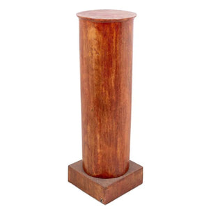 VINTAGE WOOD PEDESTAL WITH STRIE FAUX BOIS OAK FINISH