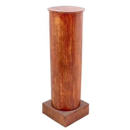 VINTAGE WOOD PEDESTAL WITH STRIE FAUX BOIS OAK FINISH