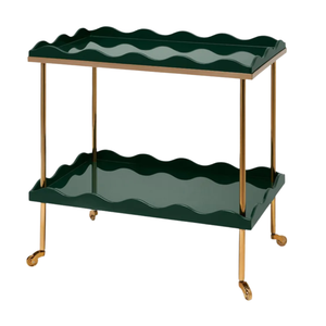 BELLE RIVES BAR CART IN BOTTLE GREENS/BRASS