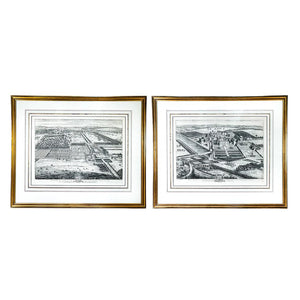 PAIR OF ANTIQUE ENGLISH COUNTRY ESTATE FRAMED  ENGRAVINGS