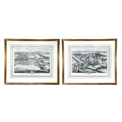 PAIR OF ANTIQUE ENGLISH COUNTRY ESTATE FRAMED  ENGRAVINGS