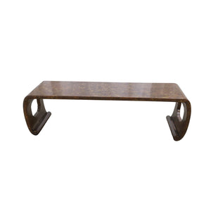 CHINOISERIE STYLE PAINTED BROWN AND GILT WATERFALL COFFEE TABLE