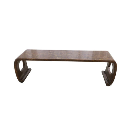 CHINOISERIE STYLE PAINTED BROWN AND GILT WATERFALL COFFEE TABLE