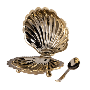 SHELL LIDDED BOWL WITH SPOON