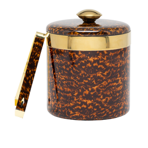HIGH GLOSS/GOLD, ROUND,ICE BUCKET AND TONGS,FAUX TORTOISE/BRASS