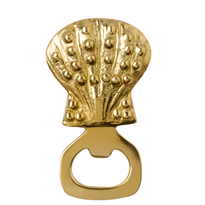 POLISHED GOLD,CLAM SHELL BOTTLE OPENER, BRASS