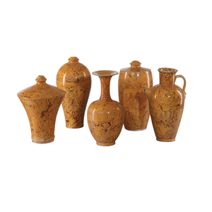 BROWN AND YELLOW MARBLED VASE