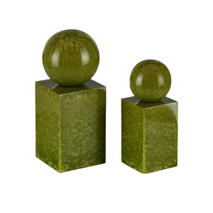 SET OF TWO GREEN DECORATIVE OBJECTS