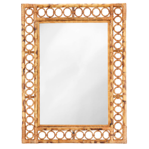 RATTAN MIRROR WITH CIRCULAR DETAIL