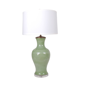 MOTTLED GREEN VASE LAMP