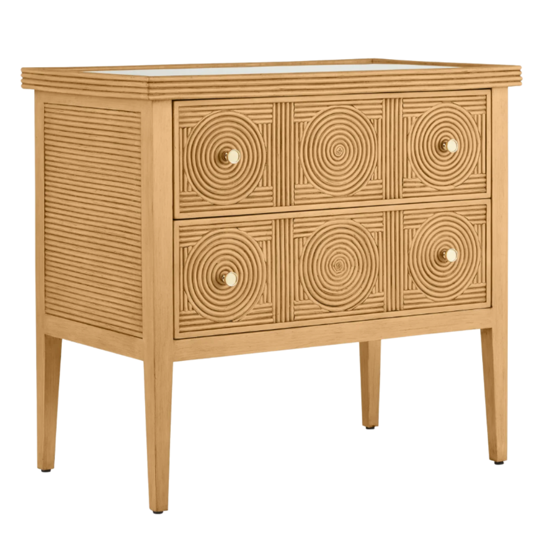 SPLIT RATTAN CHEST WITH GLASS TOP