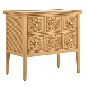 SPLIT RATTAN CHEST WITH GLASS TOP