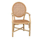 VINTAGE RATTAN AND CANE ARMCHAIR WITH OVAL BACK