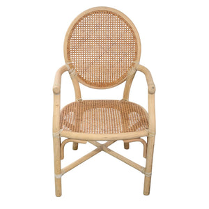 VINTAGE RATTAN AND CANE ARMCHAIR WITH OVAL BACK