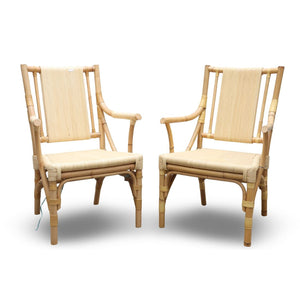 PAIR OF VINTAGE DONGHIA WRAPPED BAMBOO ARMCHAIRS
