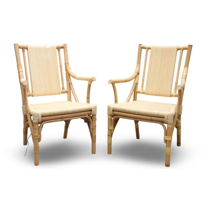PAIR OF VINTAGE DONGHIA WRAPPED BAMBOO ARMCHAIRS
