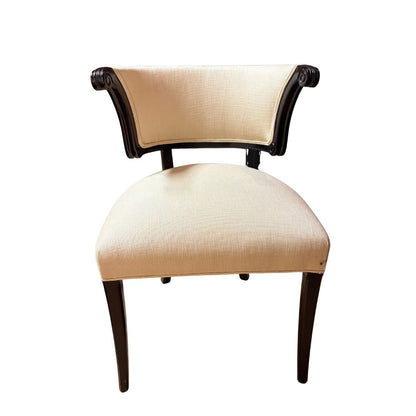 SINGLE UPHOLSTERED KLISMOS CHAIR WITH EBONIZED FINISH