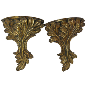 PAIR OF GOLD SERGE ROCHE STYLE WALL BRACKETS